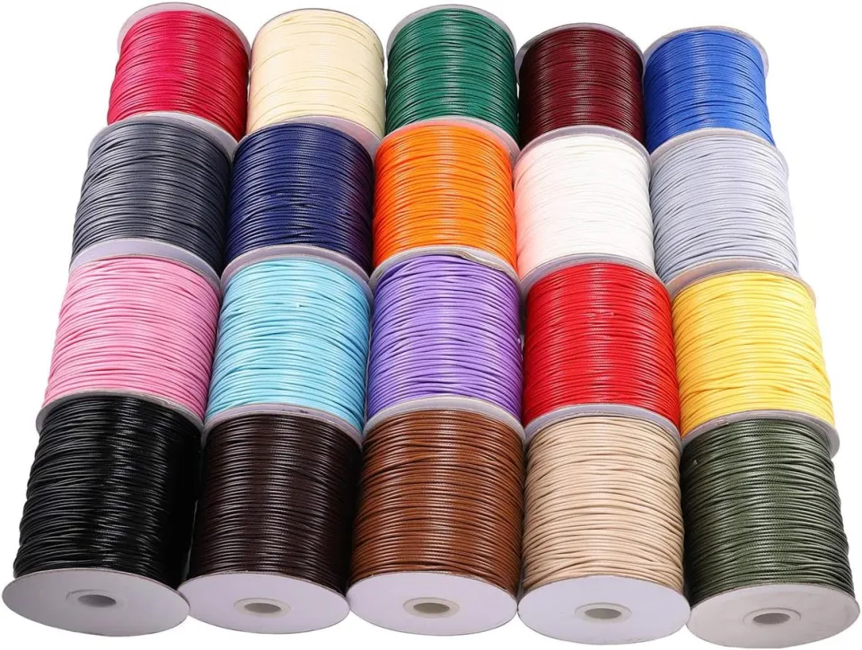  Waxed Polyester Cord, Wax String - 12 Colors Wax String for  Bracelet Making Come with 100 Silver Metal Charms Pendants for Necklace  Bracelet Jewelry Making and Crafting