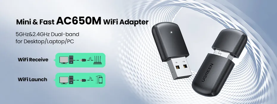 UGREEN USB WiFi Adapter for Desktop PC AC650 5G 2.4G Dual Band