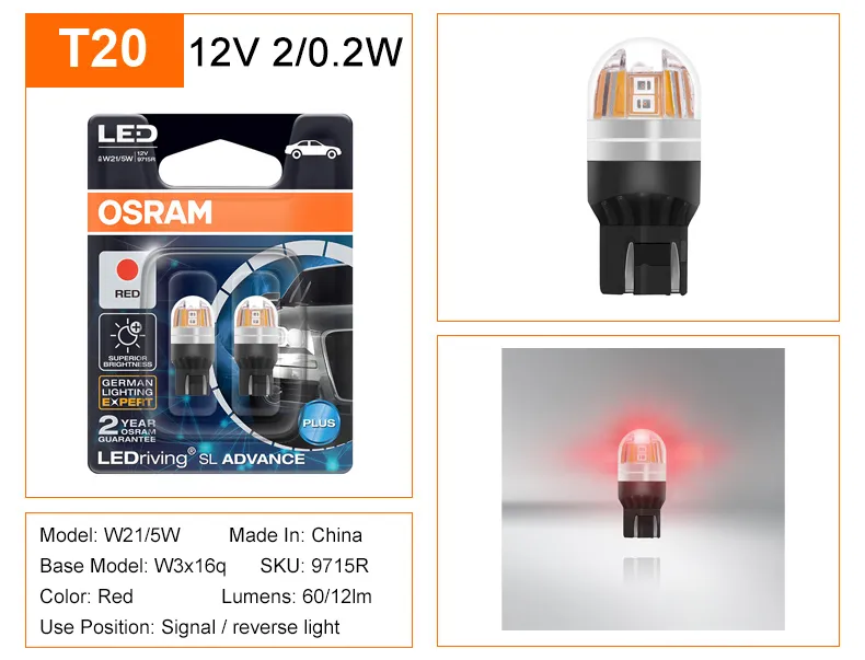 OSRAM LEDriving SL LED W16W 6000K Cool White, Twin Car Bulbs