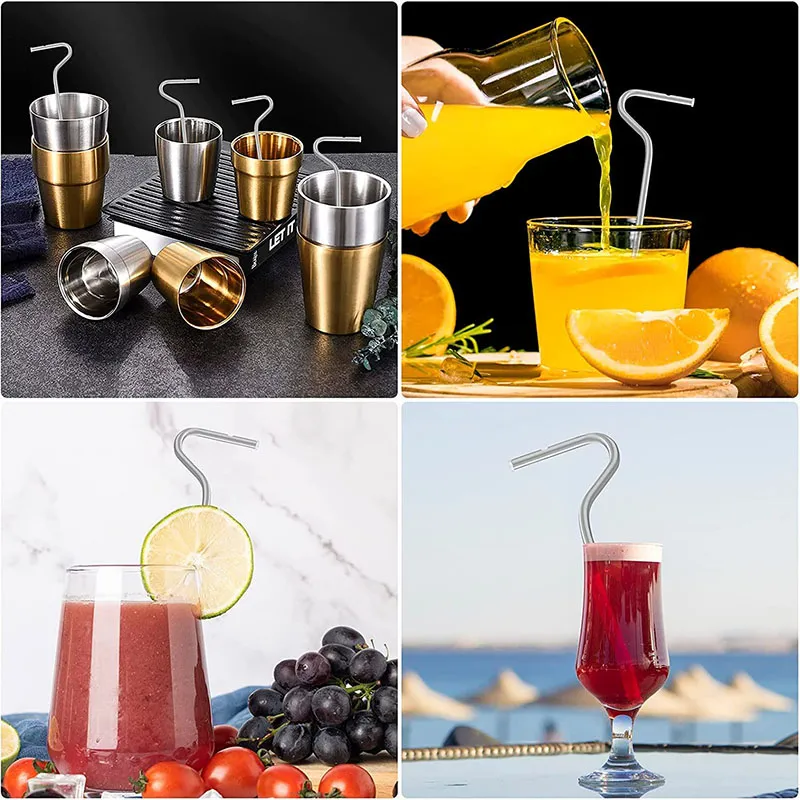 Fashion Anti Wrinkle Straw Drinking Straw Reusable Glass Curved No Wrinkle  Straws Prevent Wrinkles Sideways Straws with Brushes