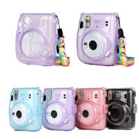 【 Shishi14】สำหรับ Instax Mini 11กระเป๋ากล้องแบบพกพากล้องถ่ายภาพโปร่งใสกระเป๋าใส่ของกันฝุ่นป้องกันการกระแทกฝามีสายรัดป้องกันสำหรับ Fuji