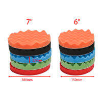 【ussw1】5Pcs 6 "7" 150/180Mm Buffing Polishing Sponge Pads Kit Car Polisher Soft Wave Foam Waffle Pad ล้างรถทำความสะอาด Detailing เครื่องมือ