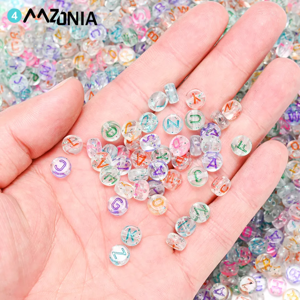 100PCS Mix Multicolor Round Letter Beads Round Beads A to Z Letter Beads  Acrylic Letter Beads -  Canada