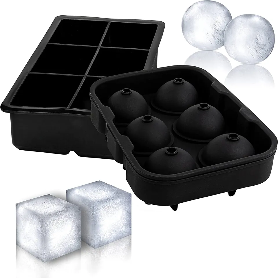 Ticent Ice Cube Trays (Set of 2) - Silicone Sphere Whiskey Ice