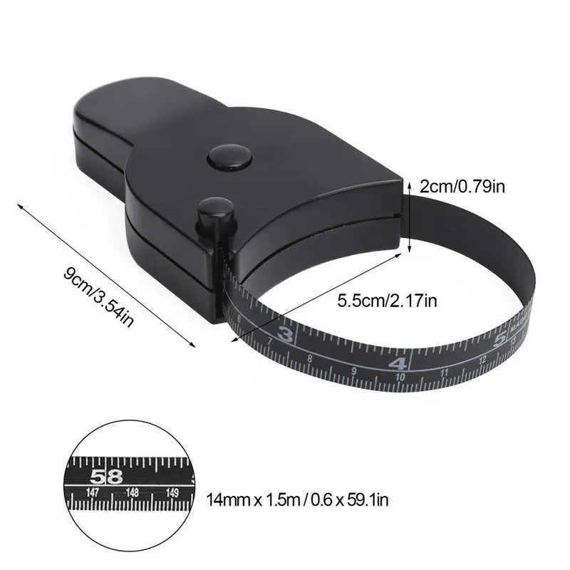 Self-tightening Body Measuring Tape Ruler 150cm/60 Inch Sewing Tailor  Dressmaking Measure Ruler Meter Film for Waist Chest Legs