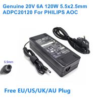 AOC ของแท้20V 6A 120W ที่ชาร์จอะแดปเตอร์ AC DC 5.5Mm สำหรับฟิลิปส์ ADPC20120 AG271QG 350LM00005ที่มีเสียบแหล่งจ่ายไฟ5.5X2.5Mm