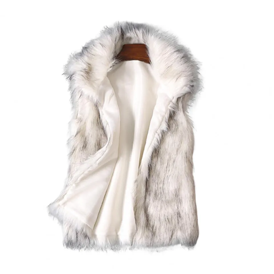 White fur vest sales plus size