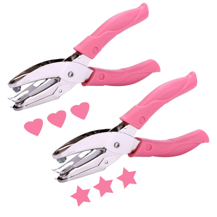 Hand Hole Puncher Pink Handle (Heart) Hole Punch Craft A4 Paper