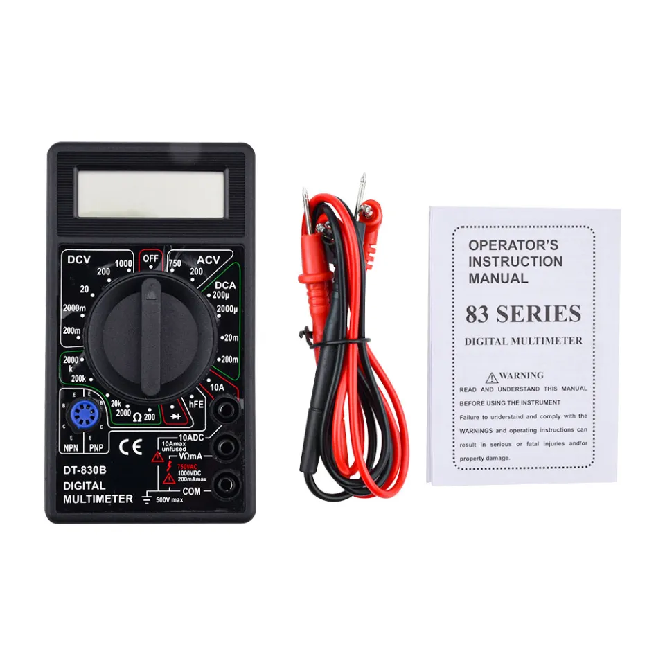 LCD Digital Multimeter DT-830B Electric Voltmeter Ammeter Ohm Tester  750/1000V Amp Volt Ohm Tester Meter (Yellow)