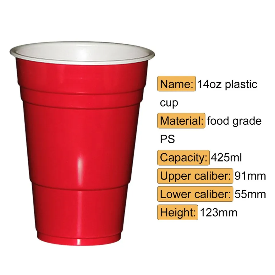 50Pcs/Set 450Ml Red Disposable Plastic Cup Party Cup Bar