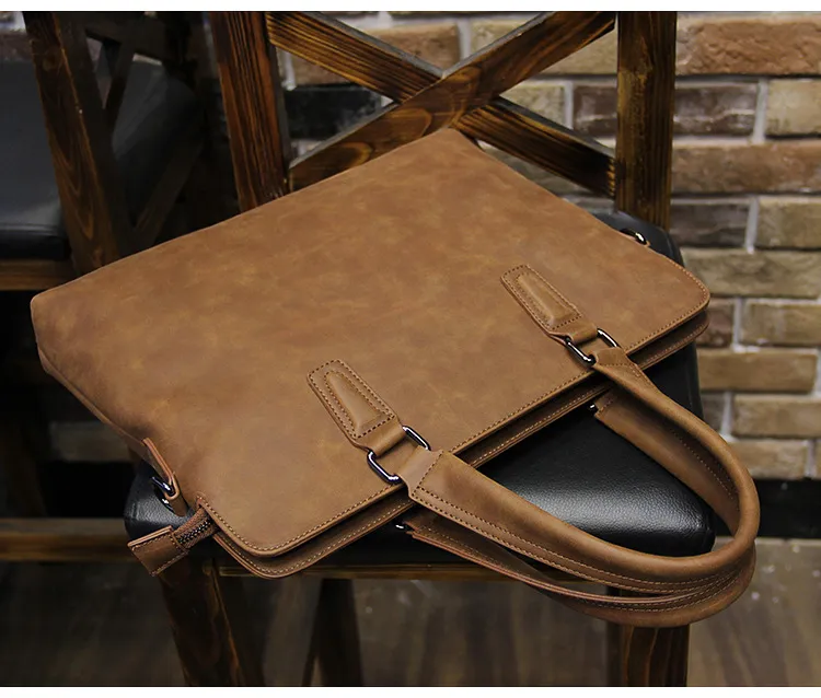 Genuine Leather Brown Mild Laptop Zip Workbag - Ambur Online Leathers