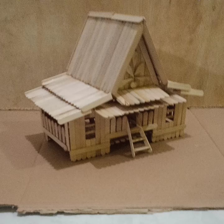 miniatur rumah Adat riau selaso jatuh kembar dari stik es krim | Lazada