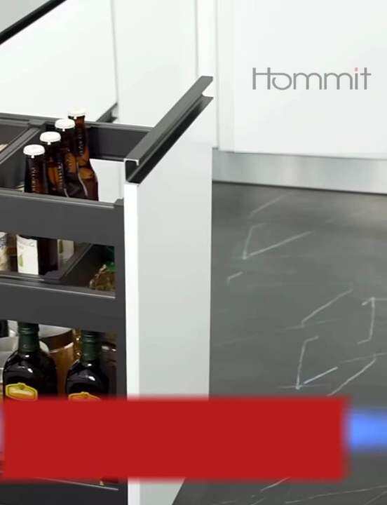 350mm Aluminium Dark Grey Pull Out Kitchen basket drawer with soft