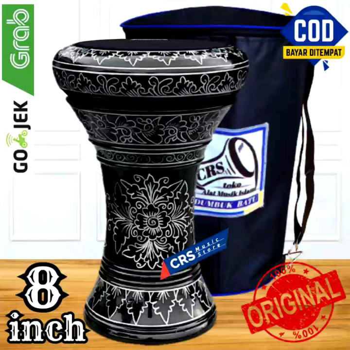 Gendang Atau Darbuka Kayu 8 inch Hitam Silver Power Beat Hitam Import