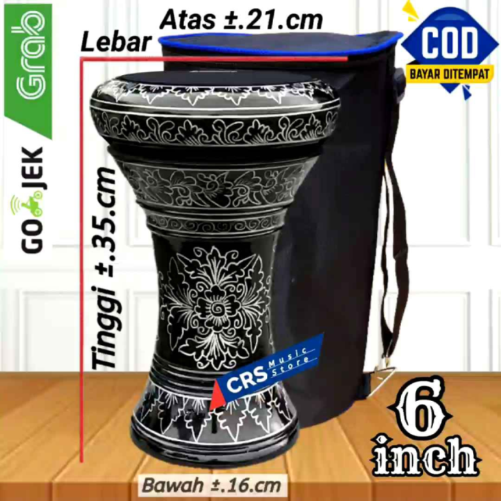 Darbuka Kayu Atau Dumbuk Mini 6 Inch Hitam Silver Power Beat Lazada