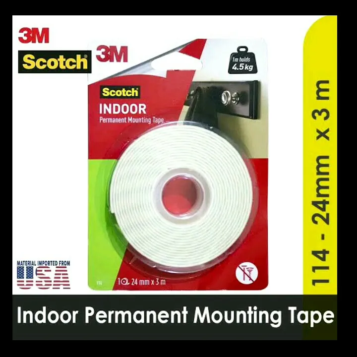 Double Tape 3m Scotch Mounting Super Kuat Untuk Tembok 24mm X 3meter ...