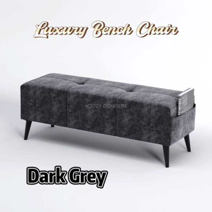 [READY STOCK] 4ft Luxury Velvet Fabric Long Stool Bench Chair Fabric