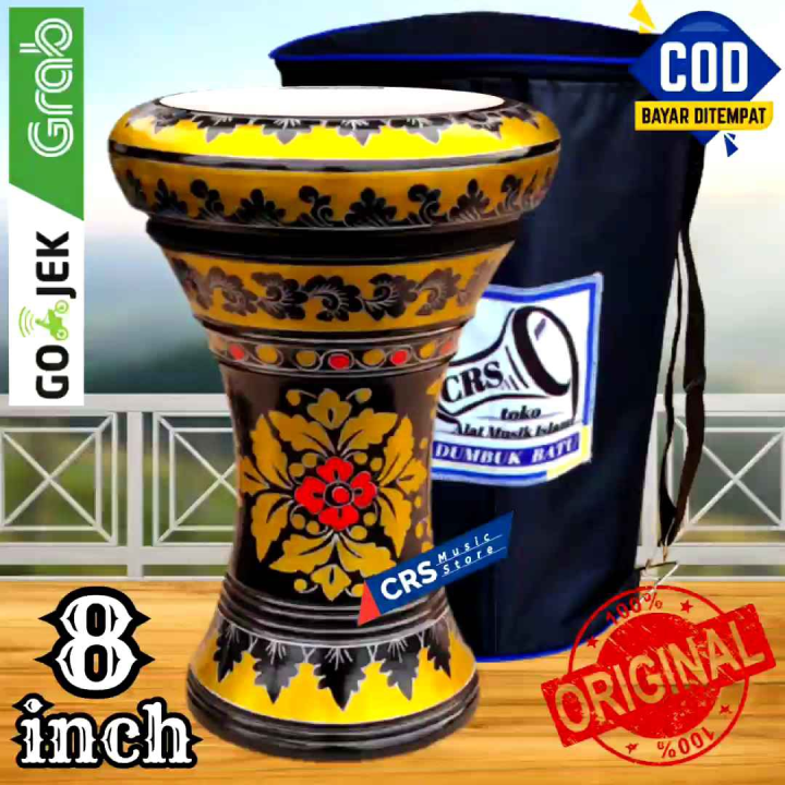 Gendang Atau Darbuka Kayu 8 inch Hitam Gold Rolling Putih Lazada