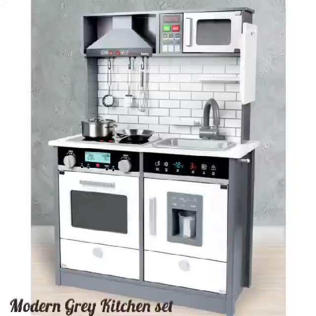 Wooden Kitchen toy set Modern Grey Kitchen set Lifesize kitchen toy set