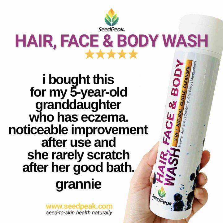 [X2] SeedPeak Hair, Face & Body Wash [MB] 1000ML Eczema Itchy