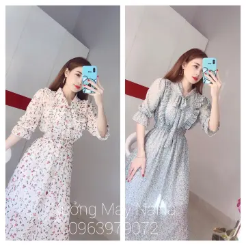 Váy đầm bé gái đầm dài tay hoa nhí 1 lớp nhẹ nhàng MamLa
