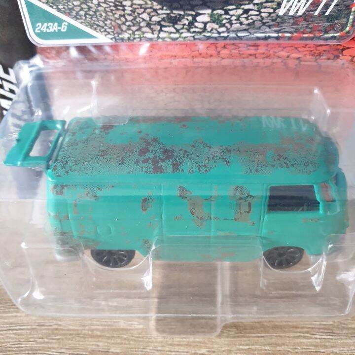 โมเดลรถเหล็ก-majorette-vw-t1-รถลายสนิม-vintage-green-สีเขียวลายสนิม-เปิดท้ายรถได้-โมเดลรถสะสม