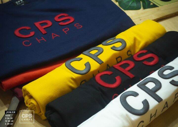 เสื้อยืดแขนสั้นงานปักตัวนูน-งานป้ายห้อยcps-cotton-100-smlxl
