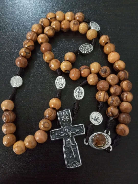 Holy Rosary made of olive beads with terra sancta from Holy Land ...