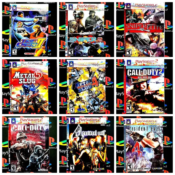 PAKET 9 KASET PS2-KASET PLAYSTATION PS 2 VIDEO GAME PERANG TEMBAK ...