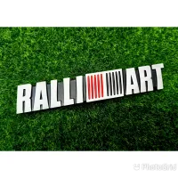 (1ชิ้น) โลโก้ RALLIART ทำจากอลูมิเนียม กว้าง16.5cm สูง3.0cm