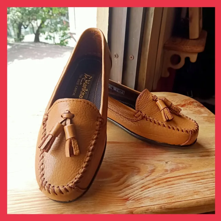 TASSEL TAN Marikina Made Genuine Leather Casual Flat Shoes Loafers Topsiders for Women Lazada PH