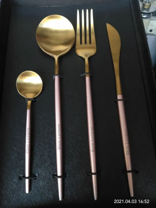 korean spoon and fork, knife and teaspoon name engrave Lazada PH