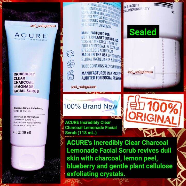 ACURE Incredibly Clear Charcoal Lemonade Facial Scrub (118 mL.) Lazada PH