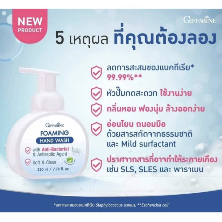 โฟมล้างมือ-กิฟฟารีน-โฟมทำความสะอาด-สบู่โฟม-สบู่ล้างมือโฟม-foam-cleanser-foaming-hand-wash-giffarine-ขนาด-230-มิลลิลิตร