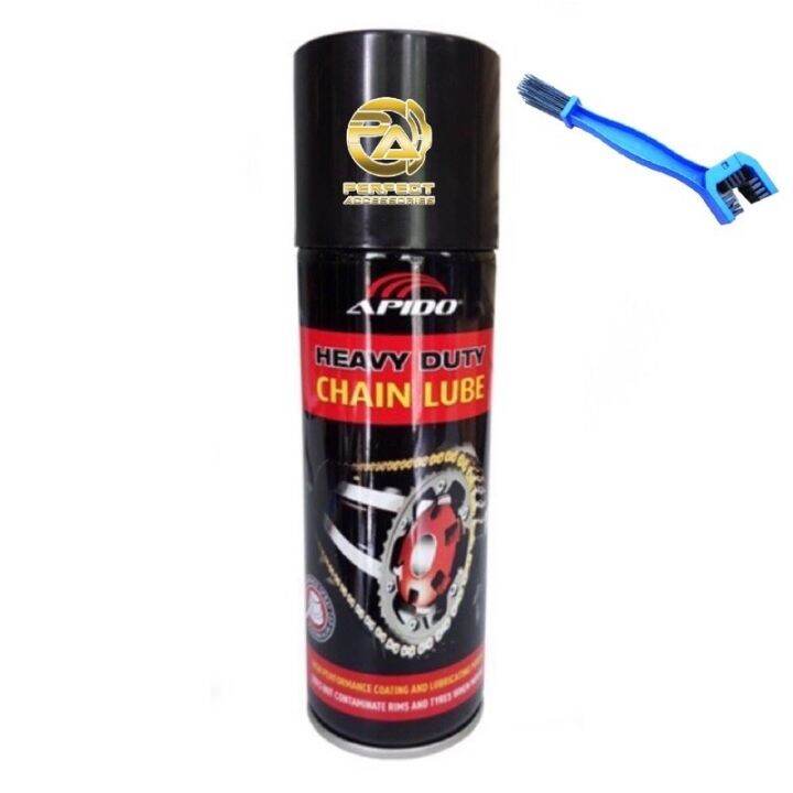 SET APIDO HEAVY DUTY CHAIN LUBE AND BRUSH MINYAK RANTAI OIL 240ML HD LUBRICANT SPRAY Lazada