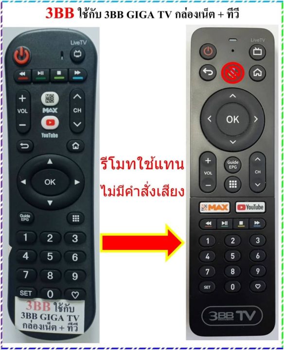 รีโมทกล่อง-3bb-giga-tv-กล่องเน็ต-ทีวี-ไม่มีคำสั่งเสียง-ใช้กับกล่อง-3bb-ได้เลยไม่ต้องตั้งค่า