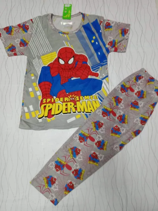 Pigiama Estivo Ragazzi 2 Pezzi Maniche Corte - Ragnatela Spider, Morbido E Traspirante - 4