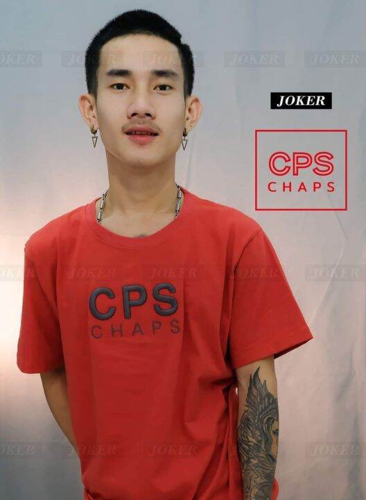 เสื้อยืดแขนสั้นงานปักตัวนูน-งานป้ายห้อยcps-cotton-100-smlxl