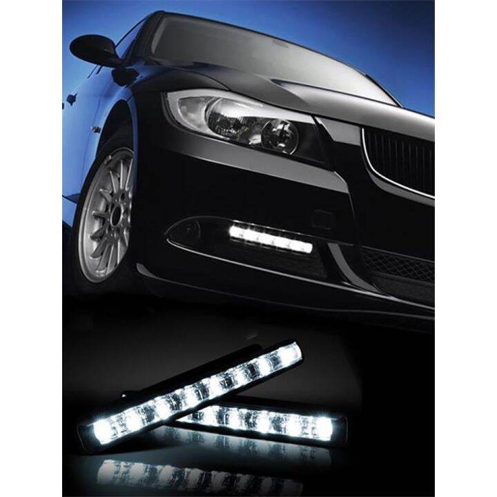 ไฟเดย์ไลท์-led-ไฟ-drl-daytime-running-lights-2-way-function-6-จุด-กันน้ำ-100-1คู่-แสงสีขาว