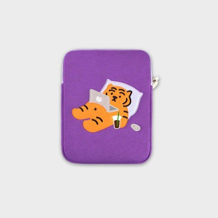 สินค้าพร้อมส่ง-stay-home-tiger-laptop-pouch-สีม่วง