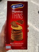 แมคไวตี้ ไดเจสทีฟ ทิน บิสกิตช็อคโกแลตนม 100กรัม/Digestive McVities Thins Milk Chocolate 100g