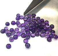 อเมทิสต์ 5 มม. เจียรหลังเบี้ย ทรงกลม หินธรรมชาติ 100% Amethyst 5mm cabochon round shape 100% natural gemstone