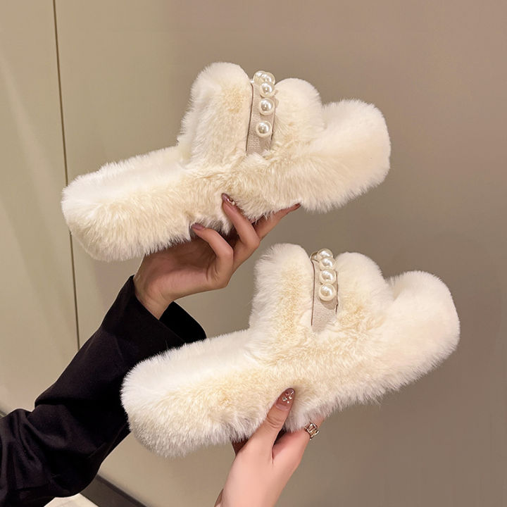 INS Trendy Women s Fluffy Slippers Home Wear 2023 New Spring and