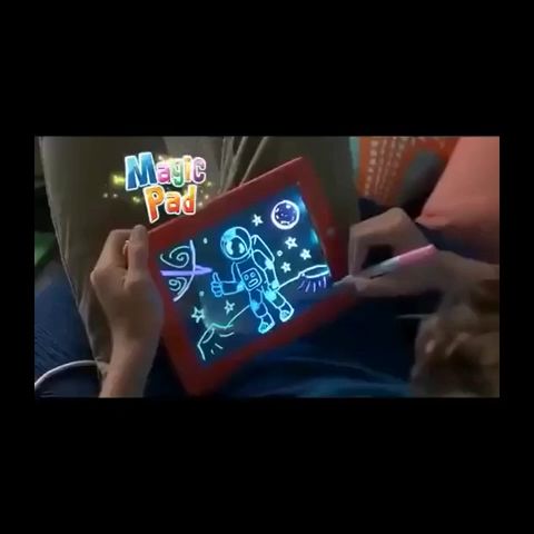 Magic SketchPad Create Art that GLOWS - LED Light Up Drawing Board for Kids  - Illuminating Screen - Draw, Sketch, Create,Learning Tablet Educational  Toy Doodle, Art, Write, - includes Markers, Stencils