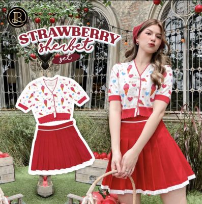Strawberry Sherbet set : BLT BRAND : เสื้อสตอเบอร์รี่ (มีแต่เสื้อนะค่ะ size L)