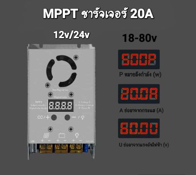MPPT ชาร์จเจอร์ 20A  12v/24v รองรับแผง 18v-80v Solar charger ตัวควบคุมประจุพลังงานแสงอาทิตย์