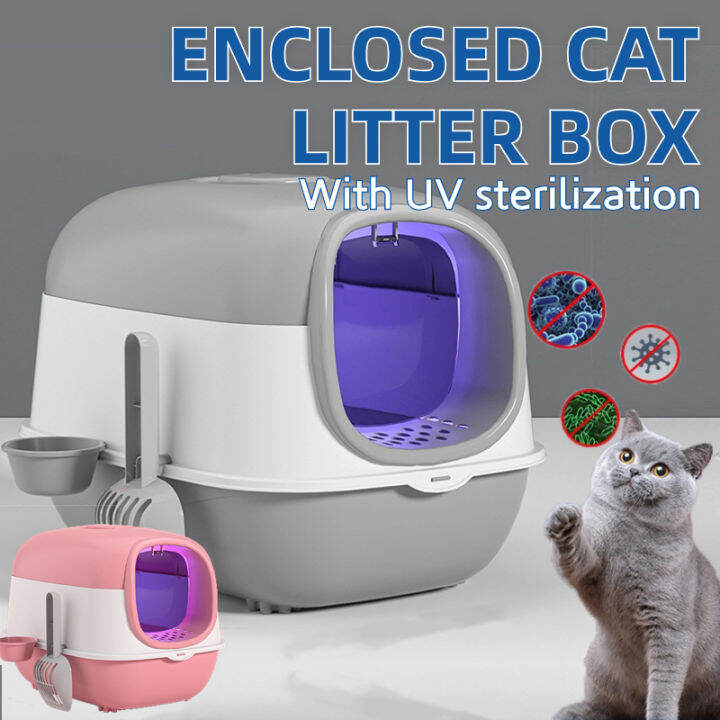 Cat Litter Box Oversized Fully Enclosed Cat Basin Anti Splashing ...