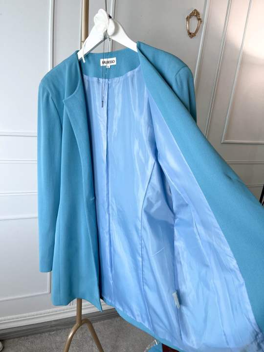 เสื้อคลุมสีฟ้าสดใส-ใส่เป็นเดรสได้มือ1-พร้อมป้ายราคา-53000-เยน