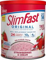 SlimFast Meal Replacement Powder, Original Strawberries and cream Weight Loss Shake Mix, 10g of Protein, 14 Servings