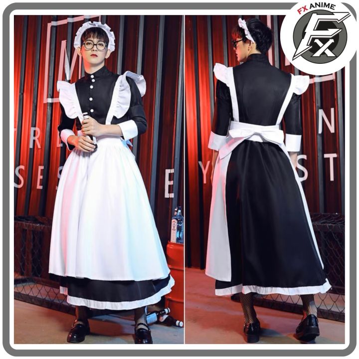 Maid Bộ Cosplay Nam Nữ - Váy hầu gái dài dành cho nam nữ Hàng Loại 1